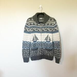 Faherty sailboat shawl collar merino wool alpaca cardigan sweater men’s small